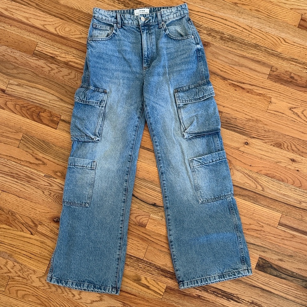 Cotton On Light Blue Wide Leg Cargo Jeans